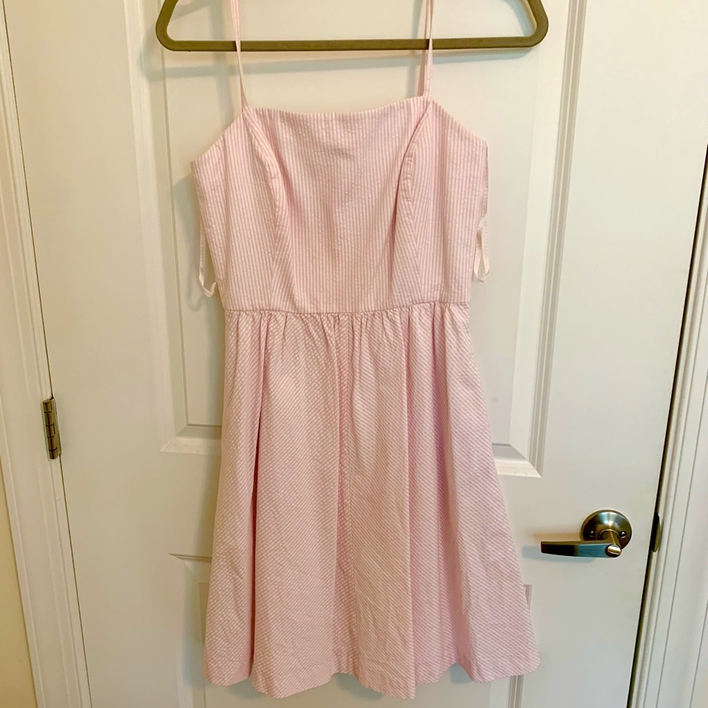 Worn once, cute seersucker pink/white dress